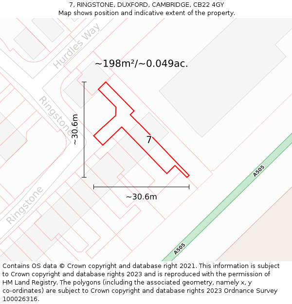 7, RINGSTONE, DUXFORD, CAMBRIDGE, CB22 4GY: Plot and title map