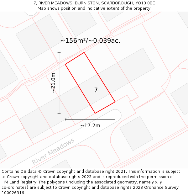7, RIVER MEADOWS, BURNISTON, SCARBOROUGH, YO13 0BE: Plot and title map