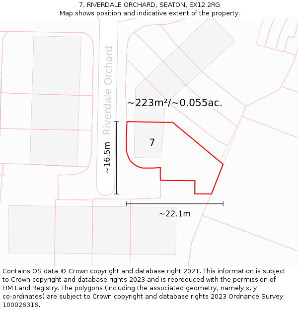 7, RIVERDALE ORCHARD, SEATON, EX12 2RG: Plot and title map