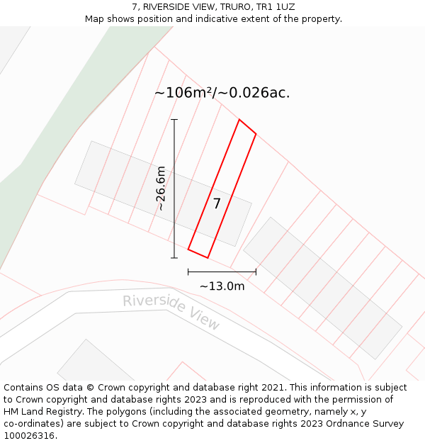 7, RIVERSIDE VIEW, TRURO, TR1 1UZ: Plot and title map
