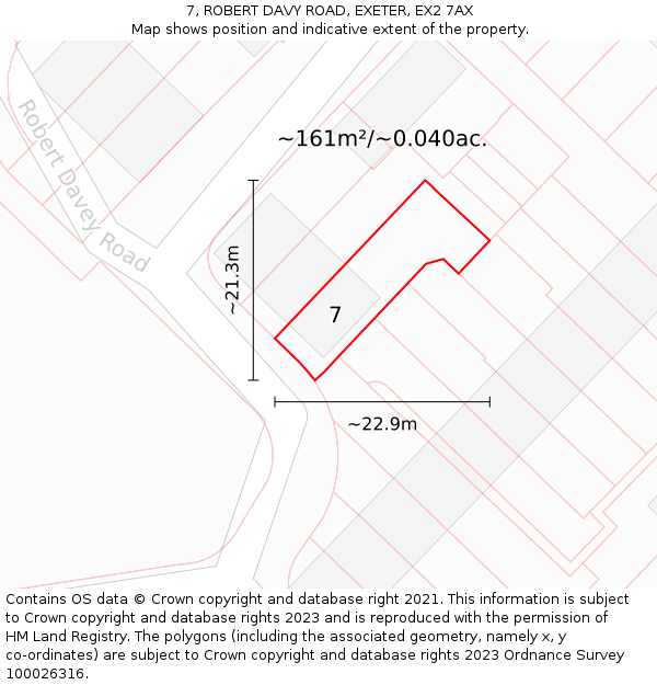 7, ROBERT DAVY ROAD, EXETER, EX2 7AX: Plot and title map