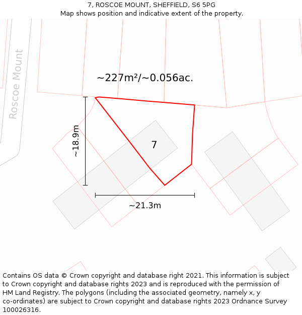 7, ROSCOE MOUNT, SHEFFIELD, S6 5PG: Plot and title map