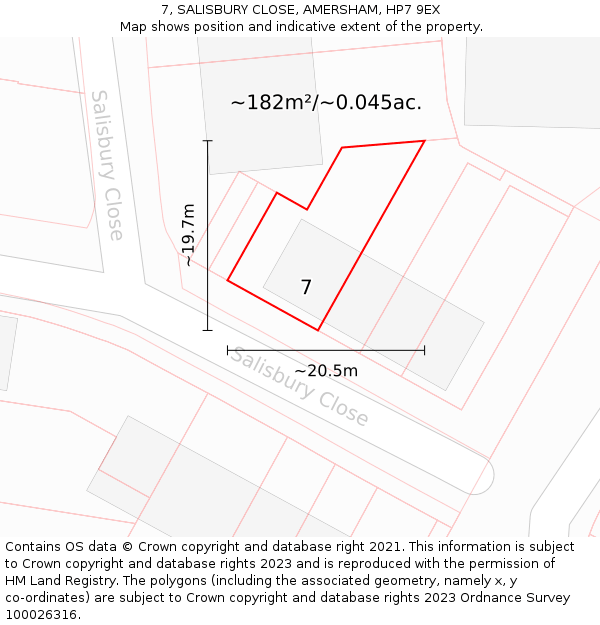 7, SALISBURY CLOSE, AMERSHAM, HP7 9EX: Plot and title map