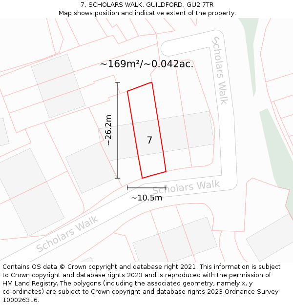 7, SCHOLARS WALK, GUILDFORD, GU2 7TR: Plot and title map