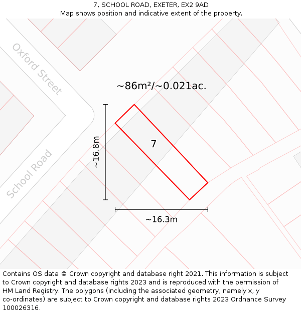 7, SCHOOL ROAD, EXETER, EX2 9AD: Plot and title map