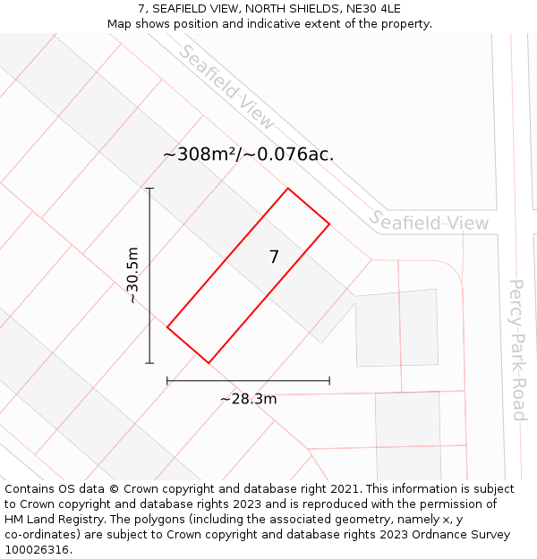 7, SEAFIELD VIEW, NORTH SHIELDS, NE30 4LE: Plot and title map