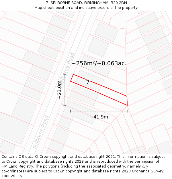 7, SELBORNE ROAD, BIRMINGHAM, B20 2DN: Plot and title map