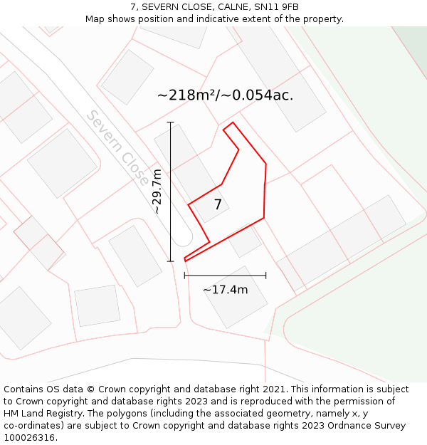 7, SEVERN CLOSE, CALNE, SN11 9FB: Plot and title map