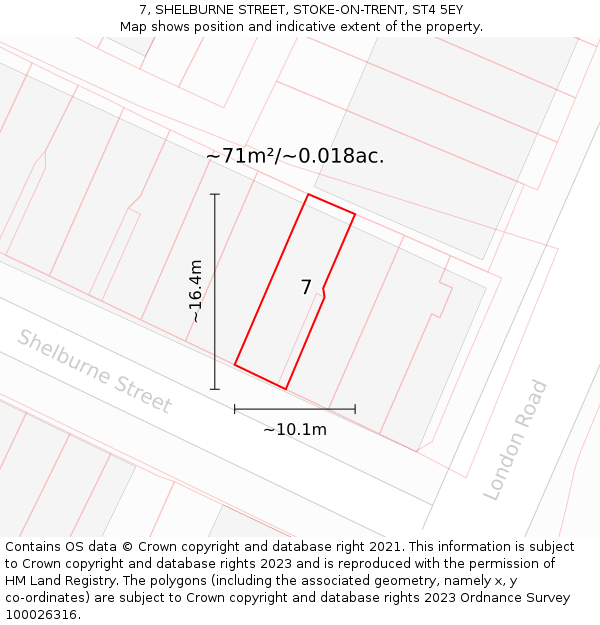 7, SHELBURNE STREET, STOKE-ON-TRENT, ST4 5EY: Plot and title map
