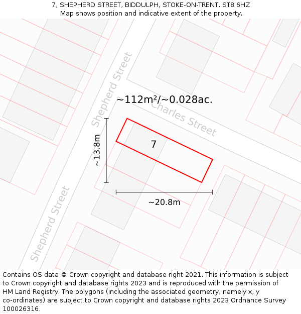 7, SHEPHERD STREET, BIDDULPH, STOKE-ON-TRENT, ST8 6HZ: Plot and title map