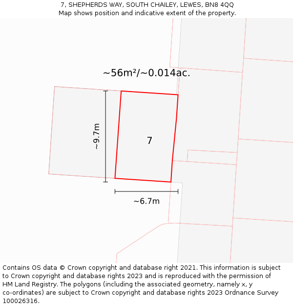 7, SHEPHERDS WAY, SOUTH CHAILEY, LEWES, BN8 4QQ: Plot and title map