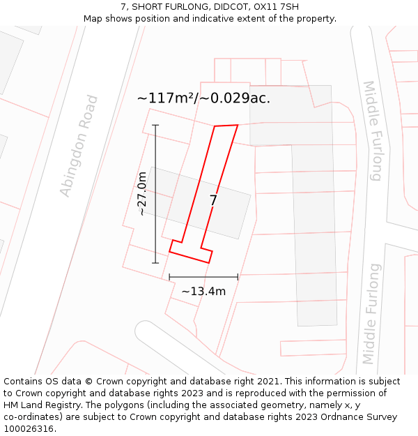7, SHORT FURLONG, DIDCOT, OX11 7SH: Plot and title map