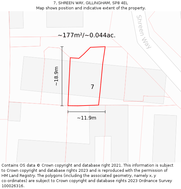 7, SHREEN WAY, GILLINGHAM, SP8 4EL: Plot and title map