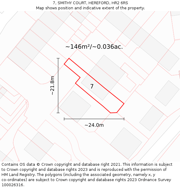 7, SMITHY COURT, HEREFORD, HR2 6RS: Plot and title map