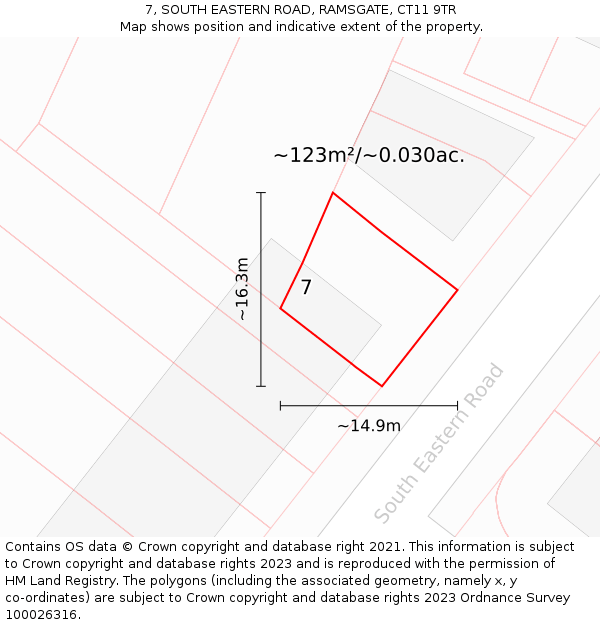 7, SOUTH EASTERN ROAD, RAMSGATE, CT11 9TR: Plot and title map