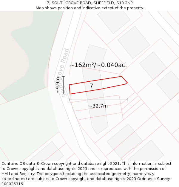 7, SOUTHGROVE ROAD, SHEFFIELD, S10 2NP: Plot and title map