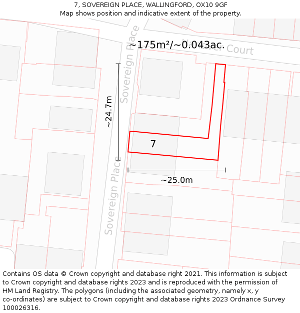 7, SOVEREIGN PLACE, WALLINGFORD, OX10 9GF: Plot and title map