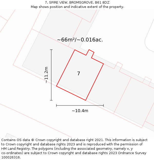 7, SPIRE VIEW, BROMSGROVE, B61 8DZ: Plot and title map