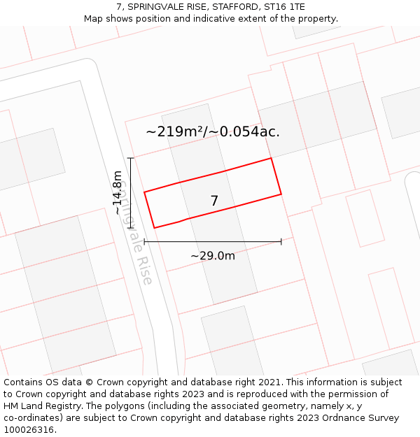 7, SPRINGVALE RISE, STAFFORD, ST16 1TE: Plot and title map