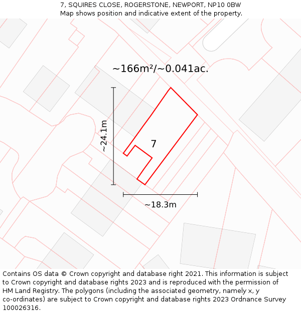 7, SQUIRES CLOSE, ROGERSTONE, NEWPORT, NP10 0BW: Plot and title map