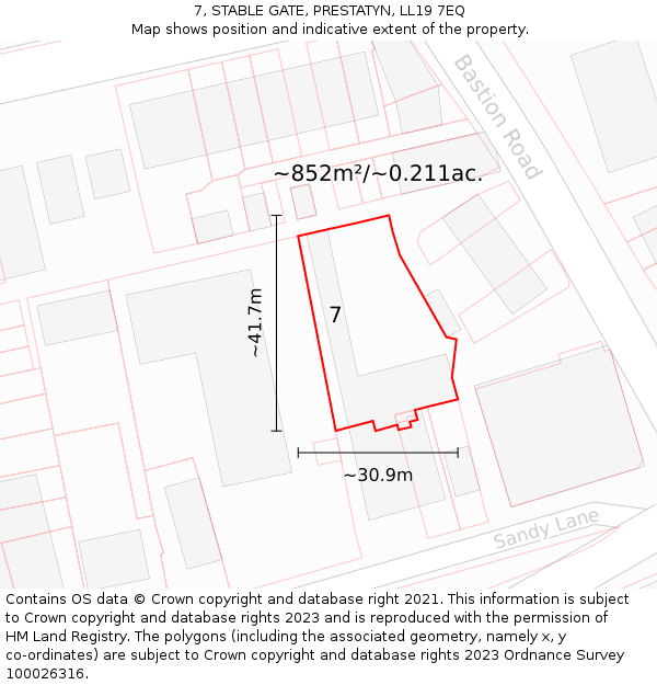 7, STABLE GATE, PRESTATYN, LL19 7EQ: Plot and title map