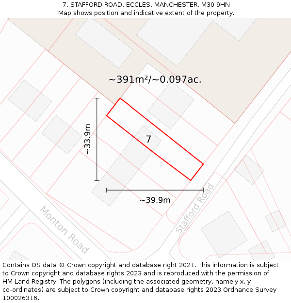 7, STAFFORD ROAD, ECCLES, MANCHESTER, M30 9HN: Plot and title map