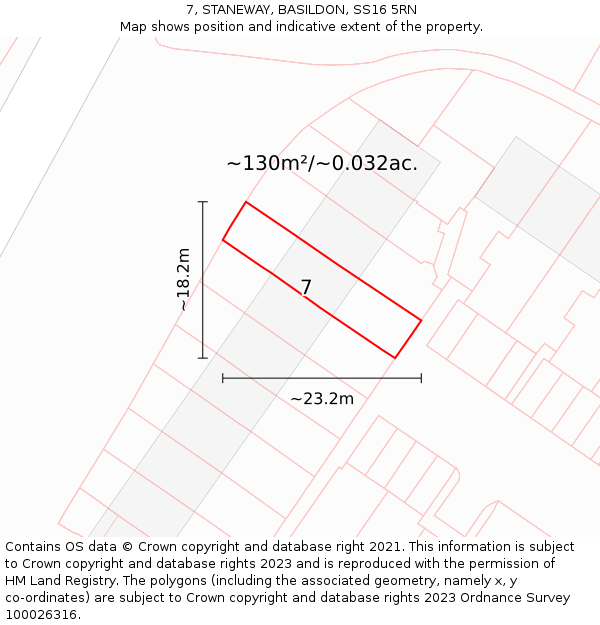 7, STANEWAY, BASILDON, SS16 5RN: Plot and title map