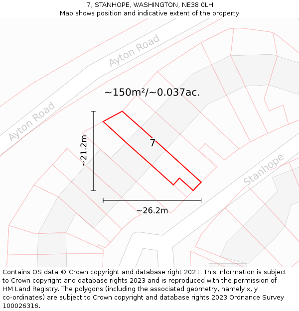 7, STANHOPE, WASHINGTON, NE38 0LH: Plot and title map