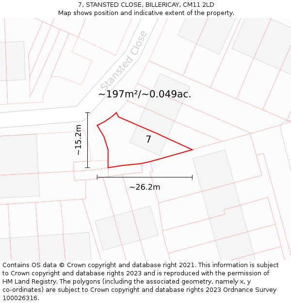 7, STANSTED CLOSE, BILLERICAY, CM11 2LD: Plot and title map
