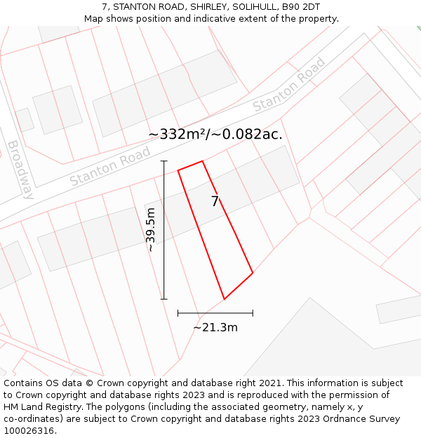 7, STANTON ROAD, SHIRLEY, SOLIHULL, B90 2DT: Plot and title map