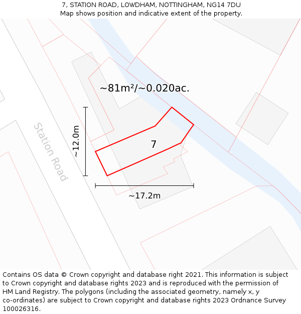 7, STATION ROAD, LOWDHAM, NOTTINGHAM, NG14 7DU: Plot and title map