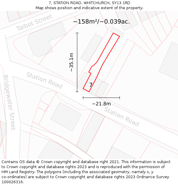 7, STATION ROAD, WHITCHURCH, SY13 1RD: Plot and title map