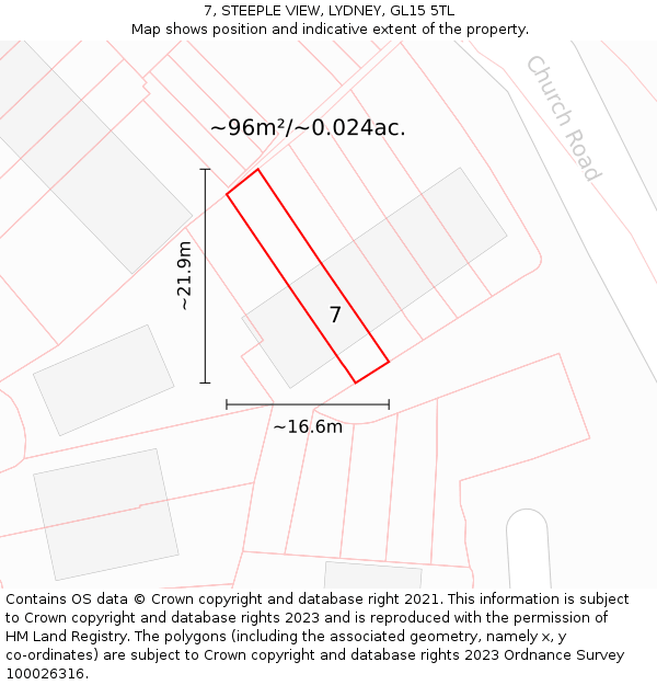 7, STEEPLE VIEW, LYDNEY, GL15 5TL: Plot and title map
