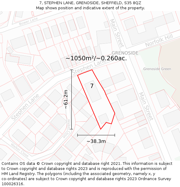 7, STEPHEN LANE, GRENOSIDE, SHEFFIELD, S35 8QZ: Plot and title map