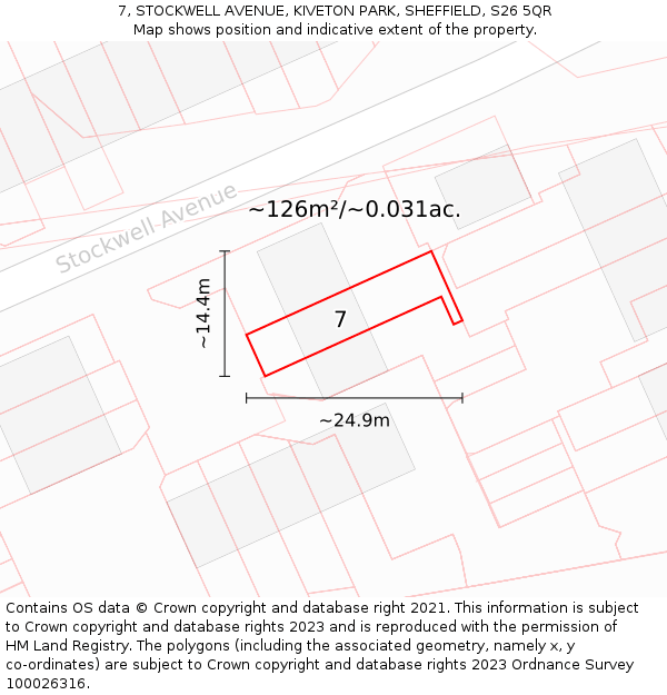 7, STOCKWELL AVENUE, KIVETON PARK, SHEFFIELD, S26 5QR: Plot and title map
