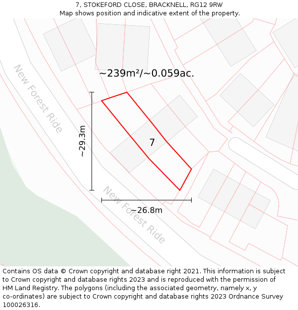 7, STOKEFORD CLOSE, BRACKNELL, RG12 9RW: Plot and title map