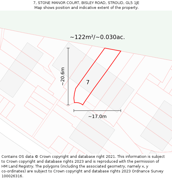 7, STONE MANOR COURT, BISLEY ROAD, STROUD, GL5 1JE: Plot and title map