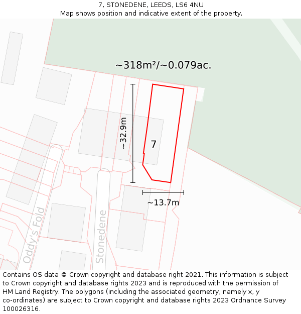 7, STONEDENE, LEEDS, LS6 4NU: Plot and title map