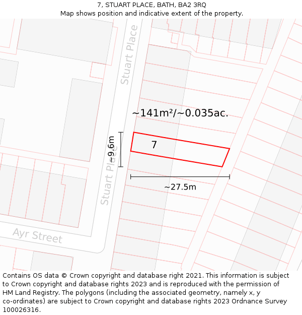 7, STUART PLACE, BATH, BA2 3RQ: Plot and title map