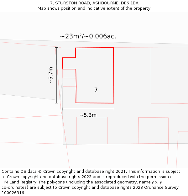 7, STURSTON ROAD, ASHBOURNE, DE6 1BA: Plot and title map