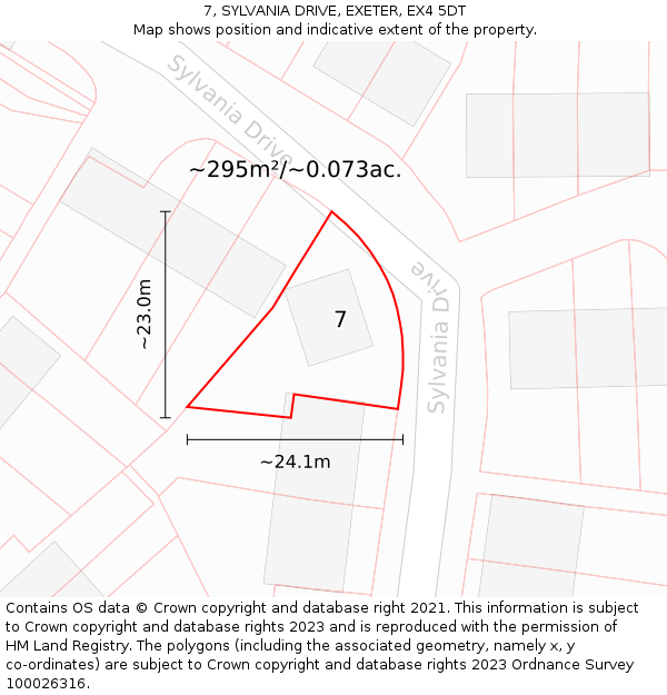 7, SYLVANIA DRIVE, EXETER, EX4 5DT: Plot and title map