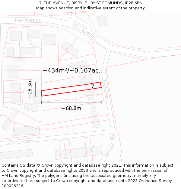 7, THE AVENUE, RISBY, BURY ST EDMUNDS, IP28 6RN: Plot and title map