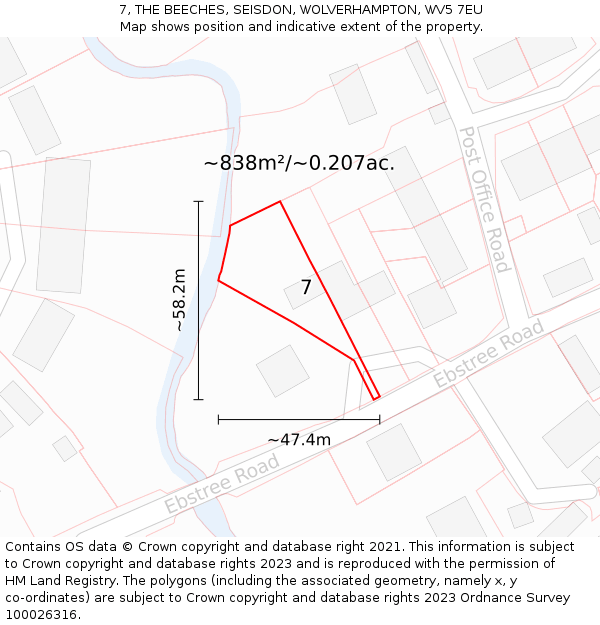 7, THE BEECHES, SEISDON, WOLVERHAMPTON, WV5 7EU: Plot and title map