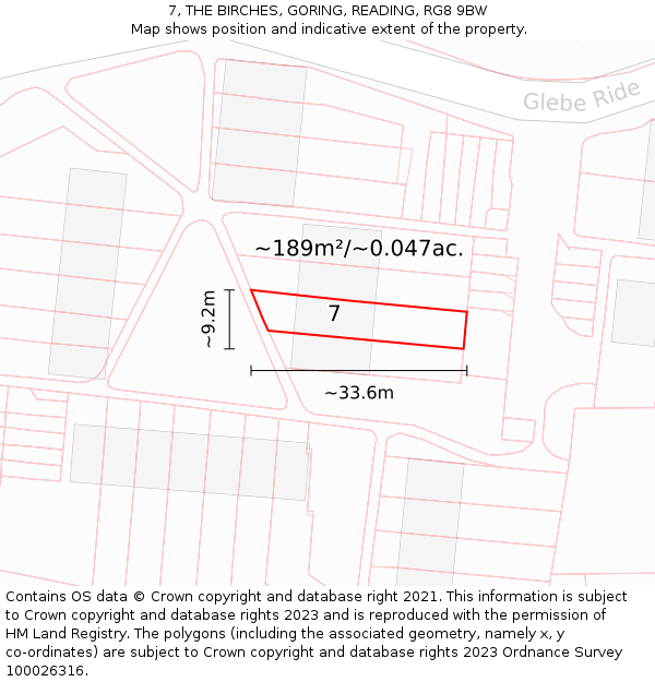 7, THE BIRCHES, GORING, READING, RG8 9BW: Plot and title map