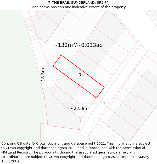 7, THE BRAE, SUNDERLAND, SR2 7PJ: Plot and title map
