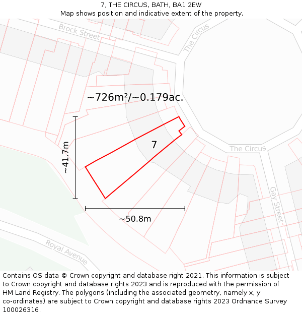 7, THE CIRCUS, BATH, BA1 2EW: Plot and title map