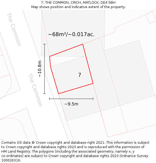 7, THE COMMON, CRICH, MATLOCK, DE4 5BH: Plot and title map