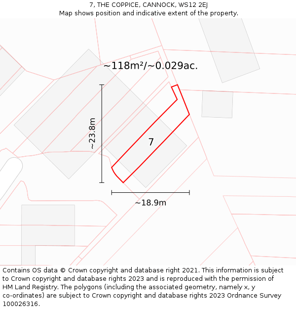 7, THE COPPICE, CANNOCK, WS12 2EJ: Plot and title map