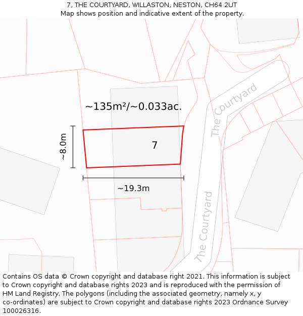 7, THE COURTYARD, WILLASTON, NESTON, CH64 2UT: Plot and title map