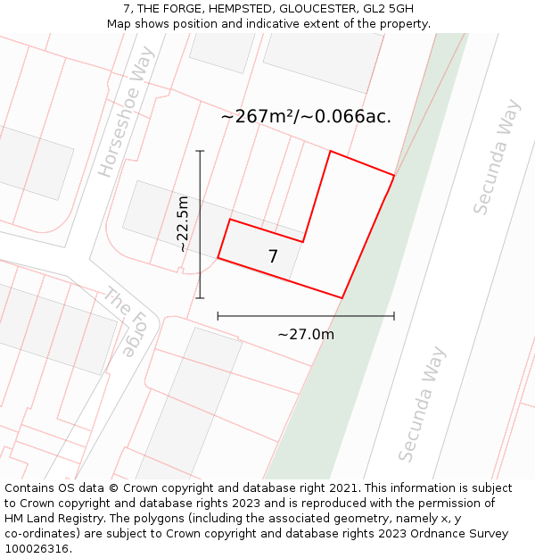 7, THE FORGE, HEMPSTED, GLOUCESTER, GL2 5GH: Plot and title map